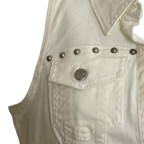 (4-126) NWT DKNY White Denim Jean Vest w/Hobnails - Picture 7 of 11
